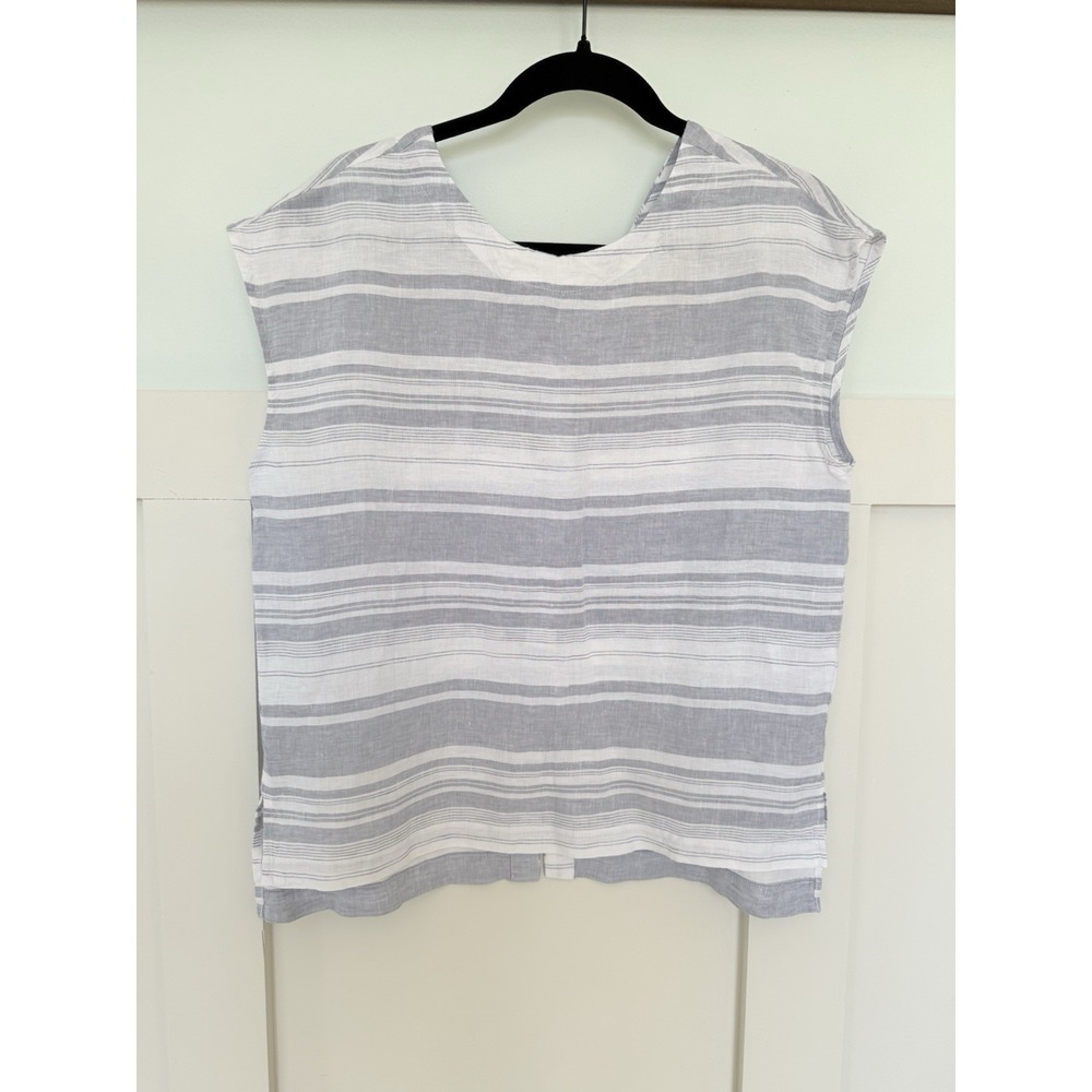 Cynthia Rowley 100% Linen Sleeveless Top Sz SM Striped Coastal Beach Lagenlook
